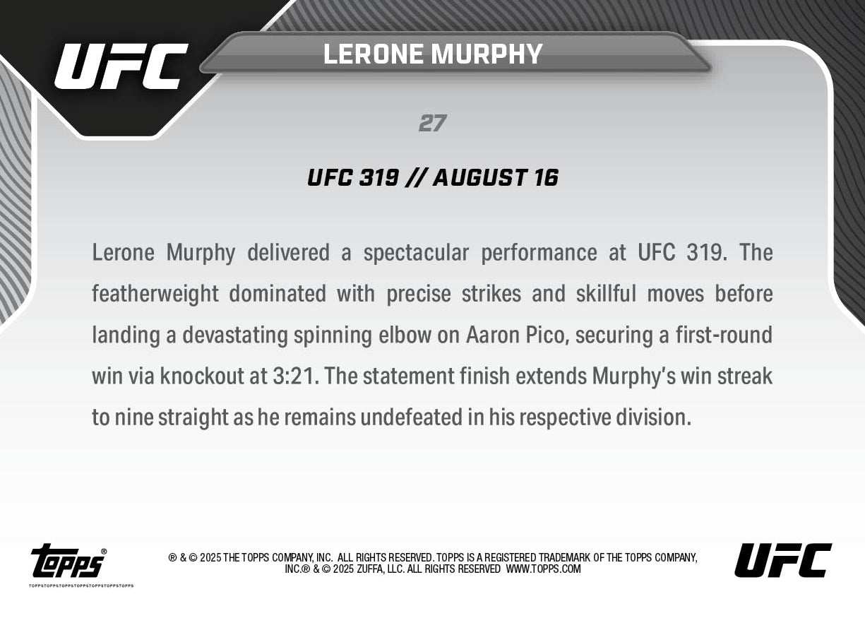 Lerone Murphy - 2025 UFC Topps NOW® - Card 27 - PR: 728