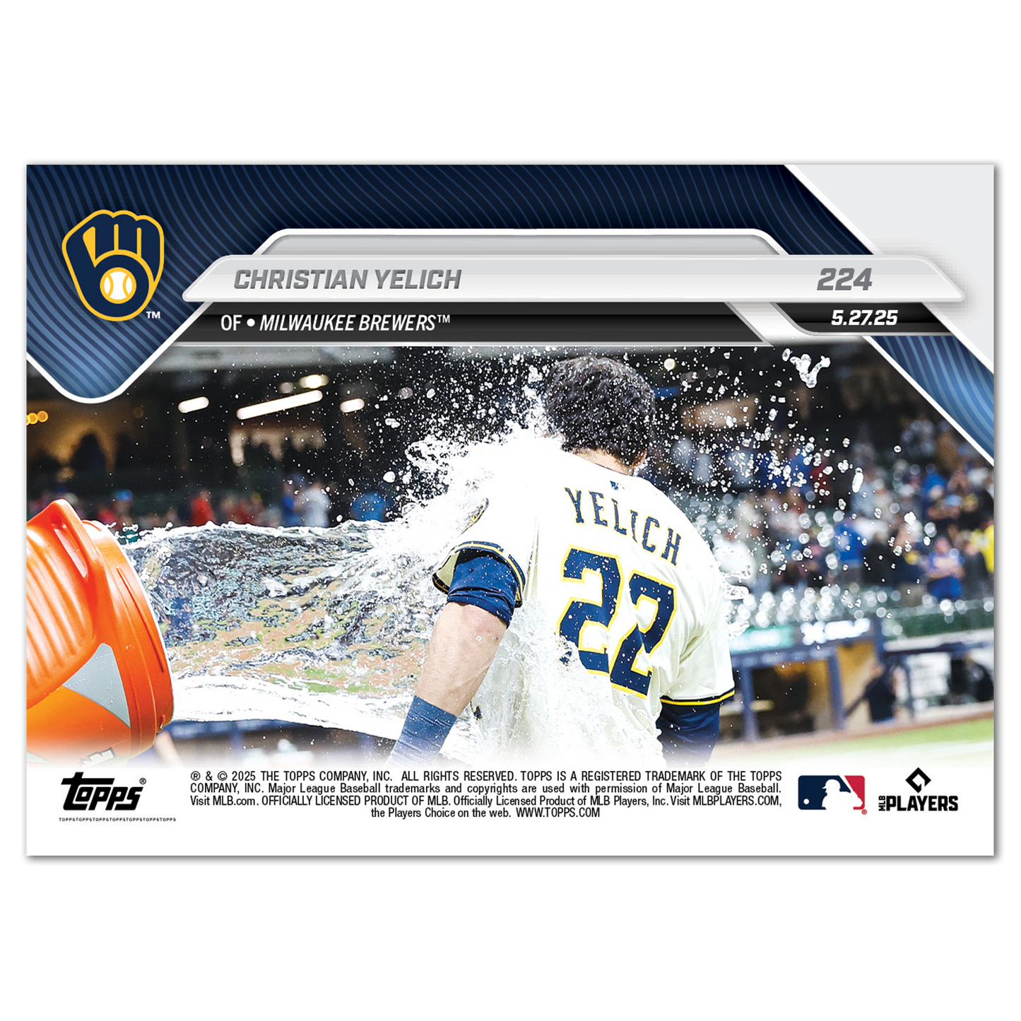 Christian Yelich - 2025 MLB Topps NOW® - Card 224 - PR: 970