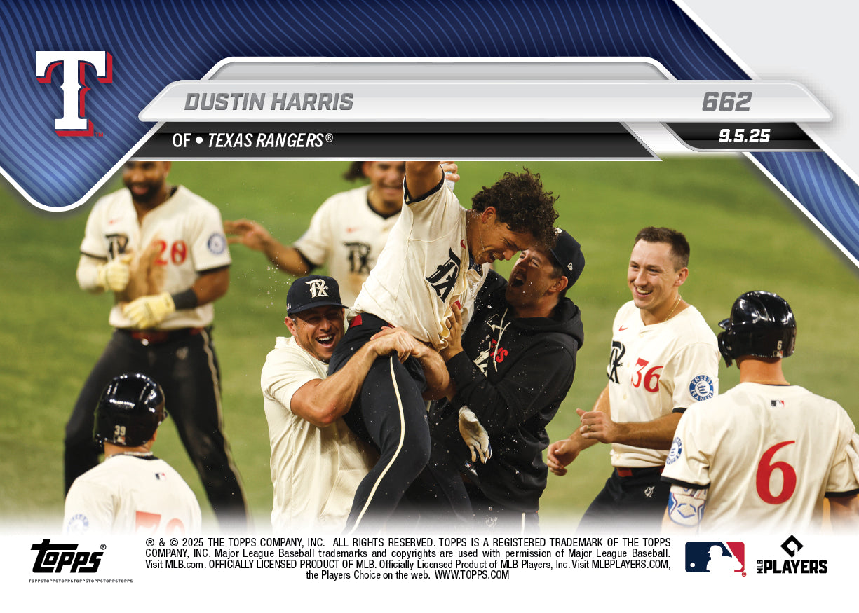 Dustin Harris - 2025 MLB Topps NOW® - Card 662 - PR: 581
