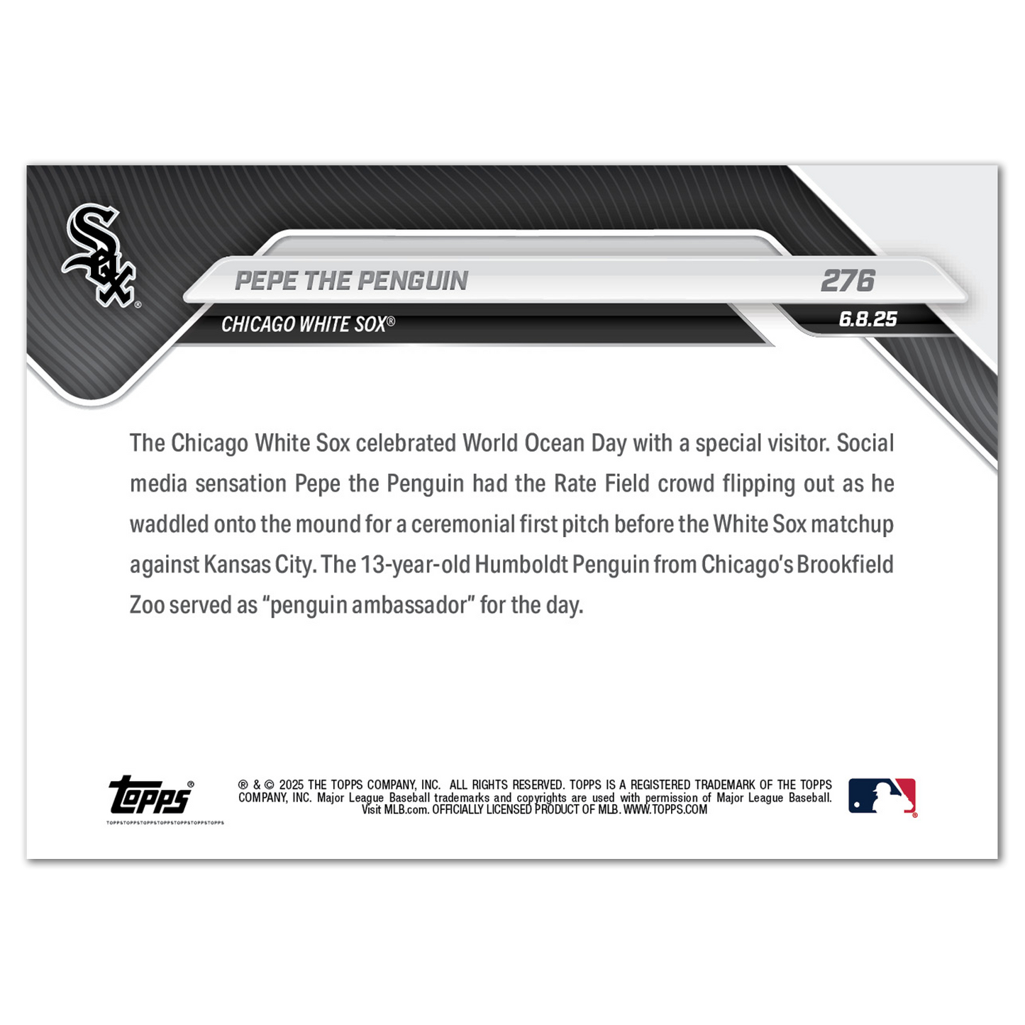 Pepe the Penguin - 2025 MLB Topps NOW® - Card 276 - PR: 3720