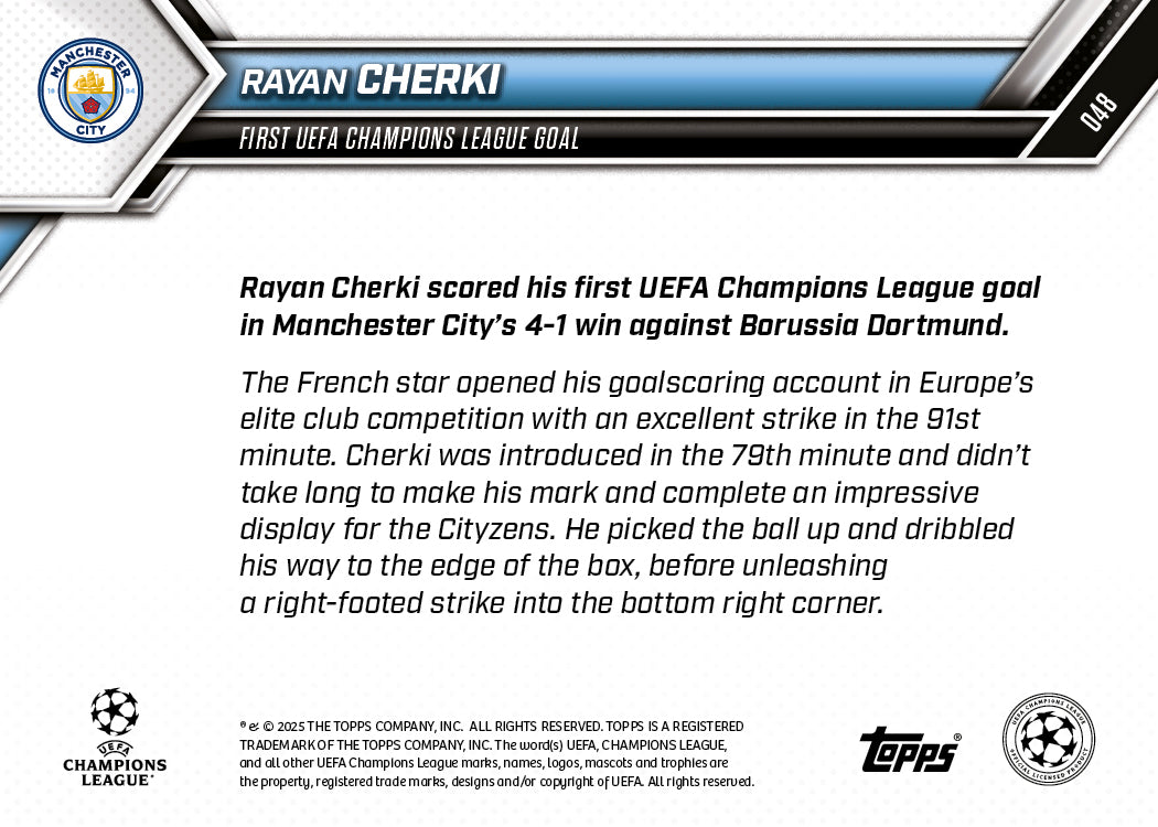 Rayan Cherki - 2025-26 UCL Topps NOW® - Card 48