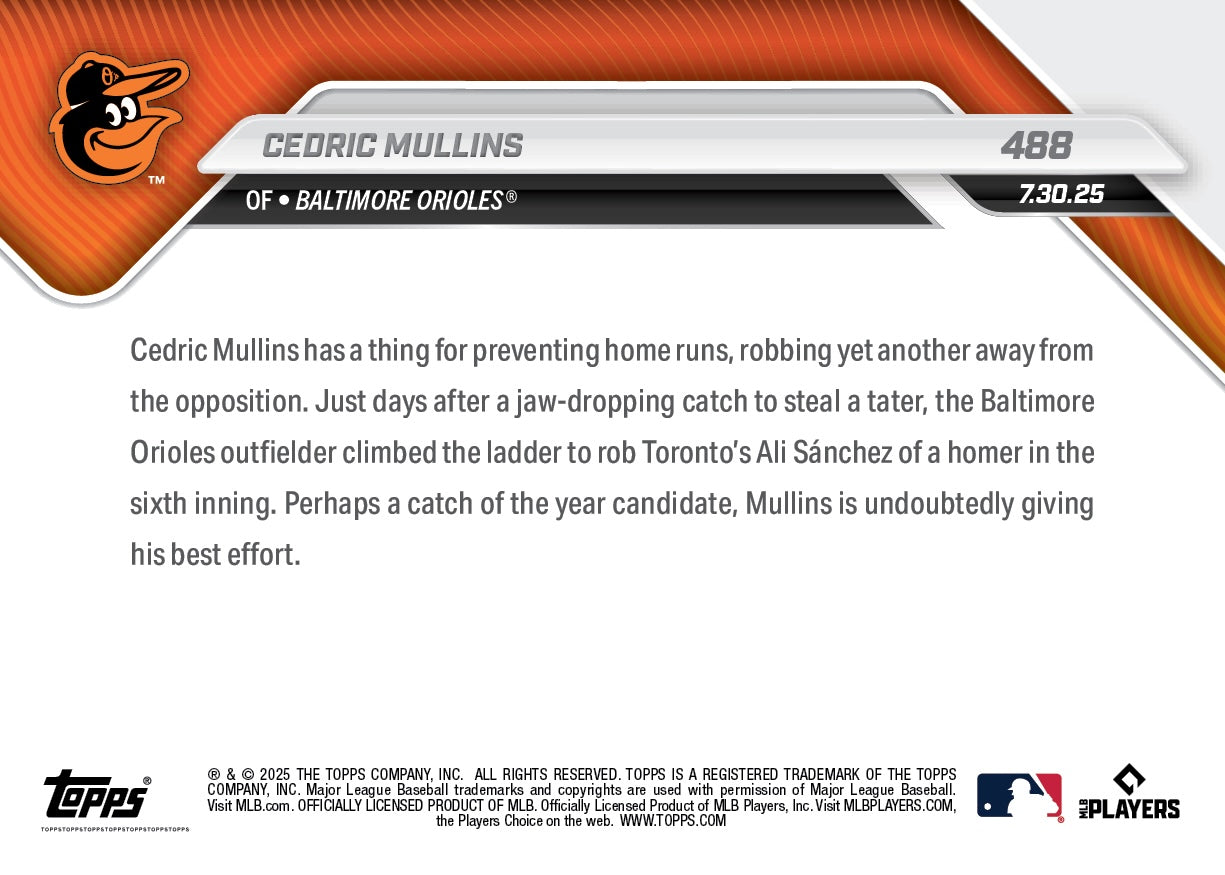 Cedric Mullins - 2025 MLB Topps NOW® - Card 488 - PR: 794