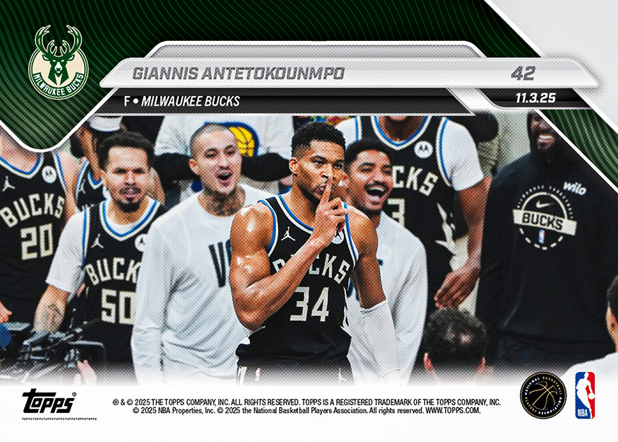 Giannis Antetokounmpo - 2025-26 NBA Topps NOW® - Card 42