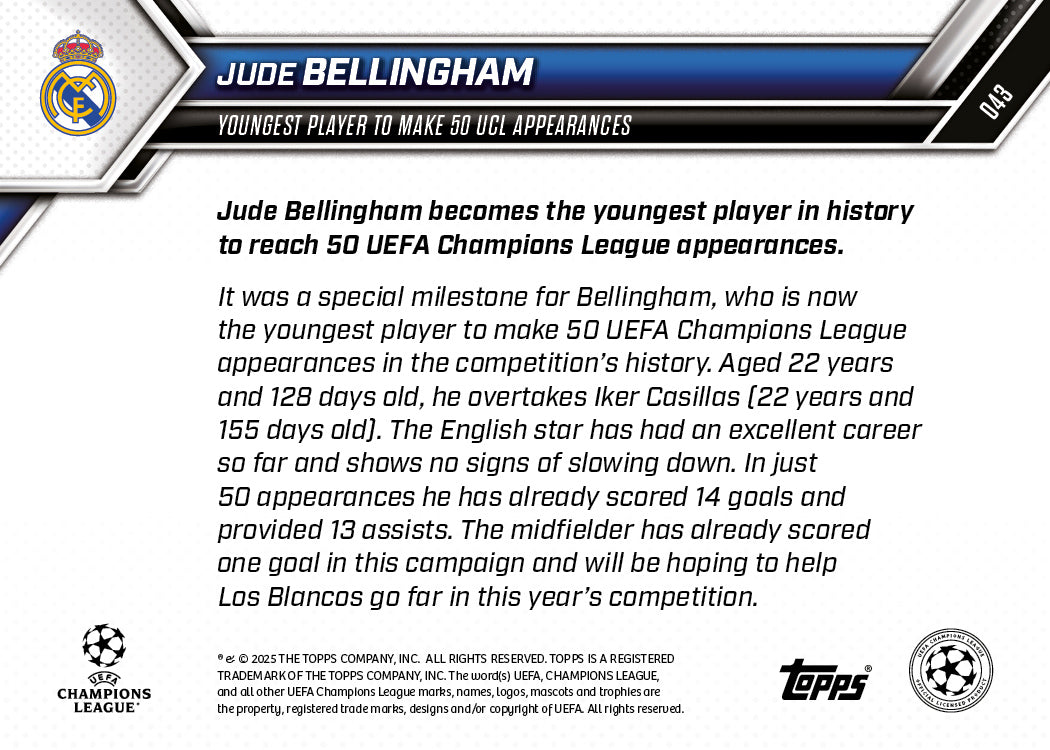Jude Bellingham - 2025-26 UCL Topps NOW® - Card 43