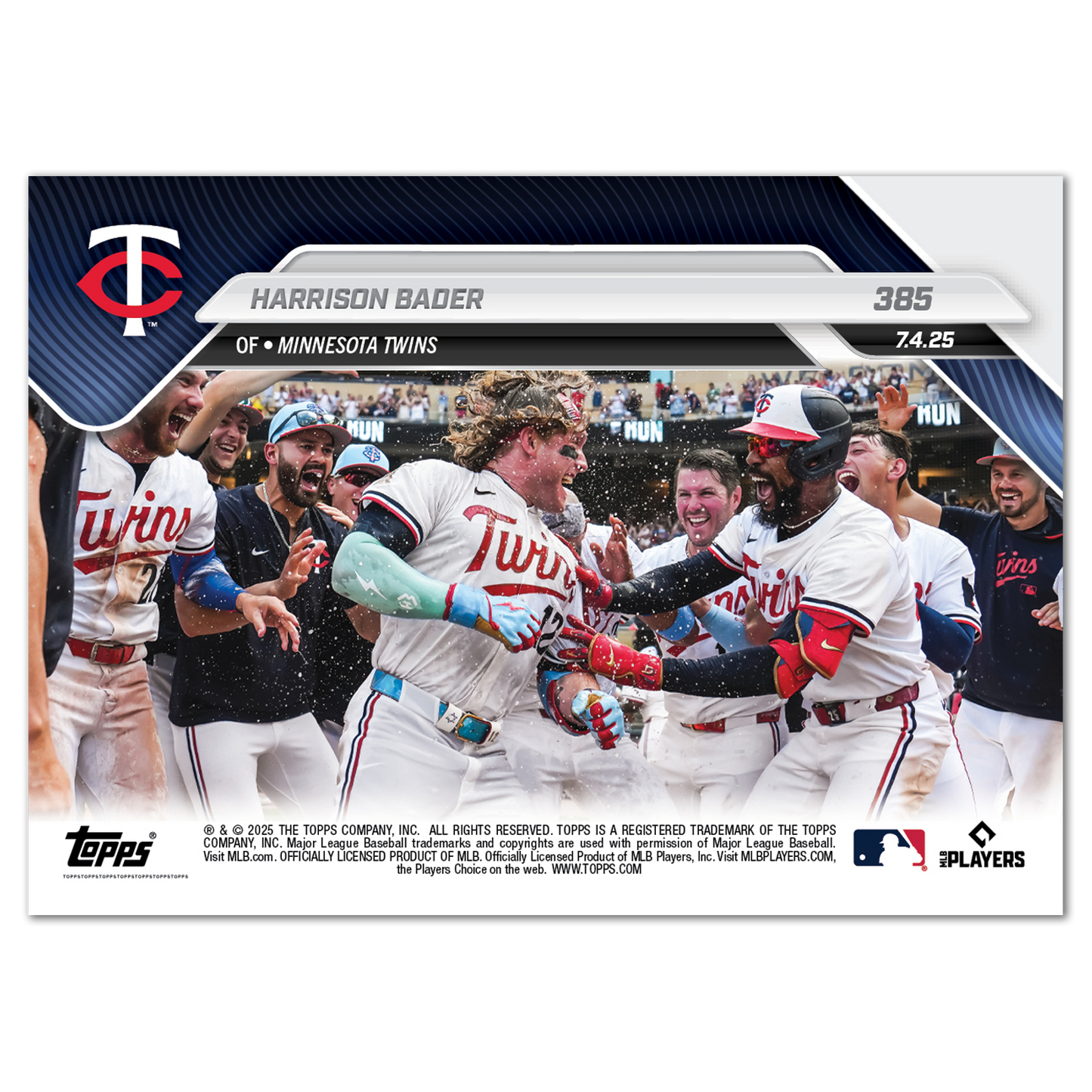 Harrison Bader - 2025 MLB Topps NOW® - Card 385 - PR: 459