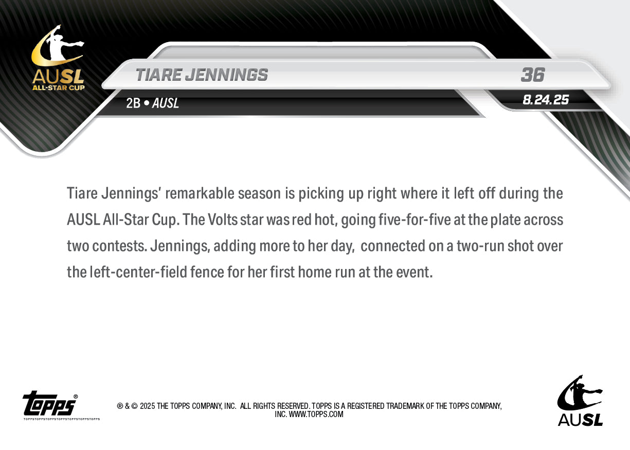 Tiare Jennings - 2025 AUSL Topps NOW® - Card 36 - PR: 548