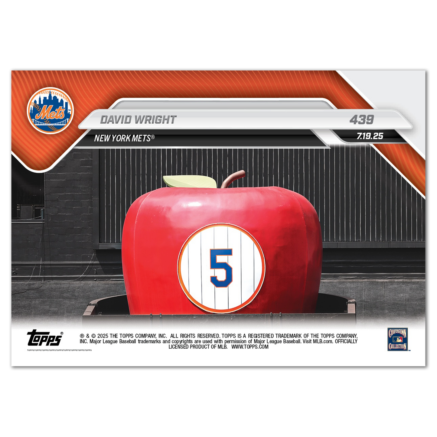 David Wright - 2025 MLB Topps NOW® - Card 439 - LOOK FOR AUTOS - PR: 3314