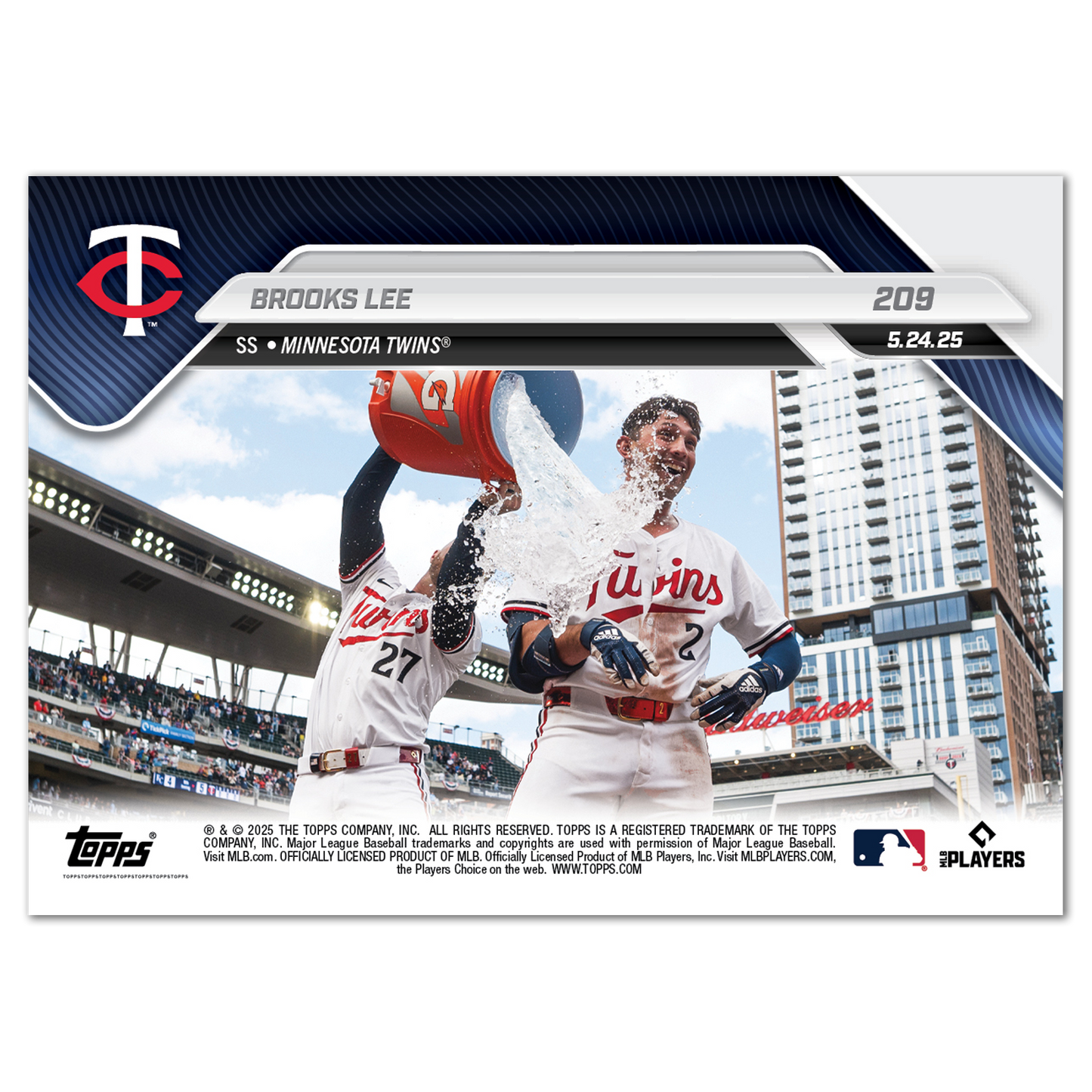Brooks Lee - 2025 MLB Topps NOW® - Card 209 - PR: 818