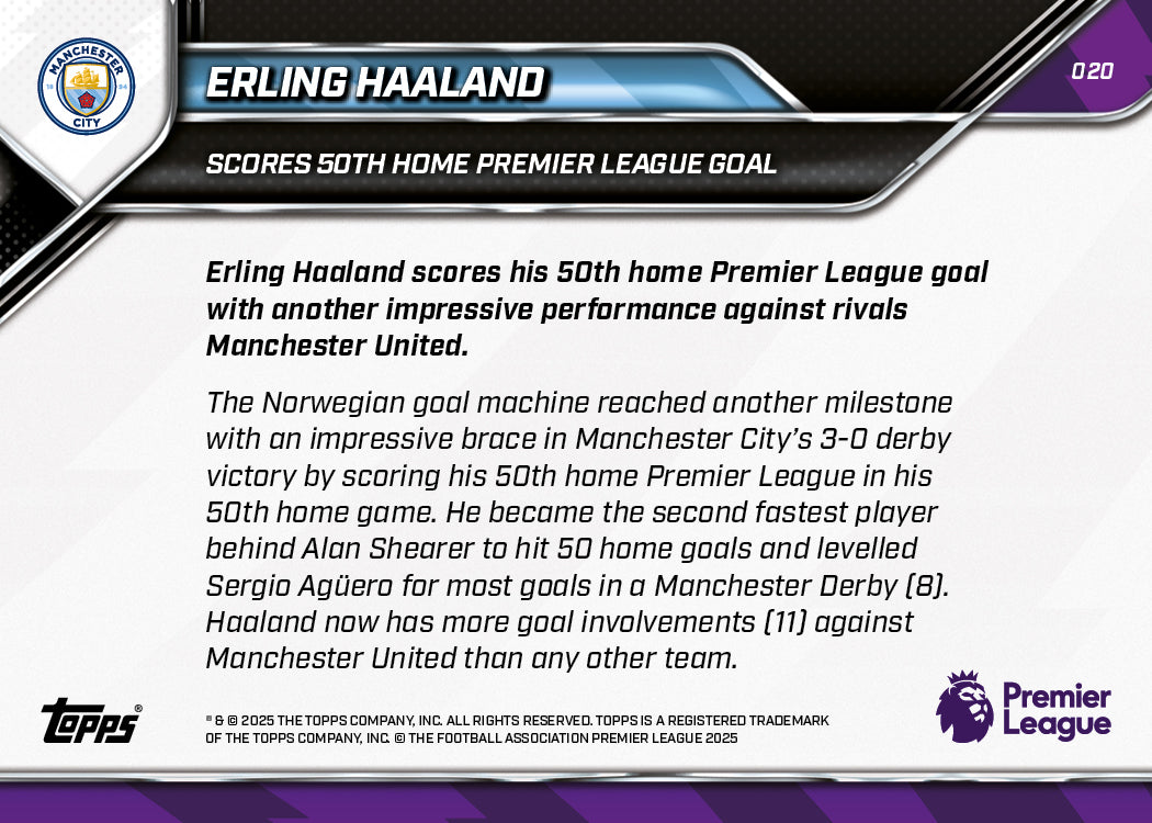 Erling Haaland - 2025-26 Premier League Topps NOW® - Card 20 - PR: 1137