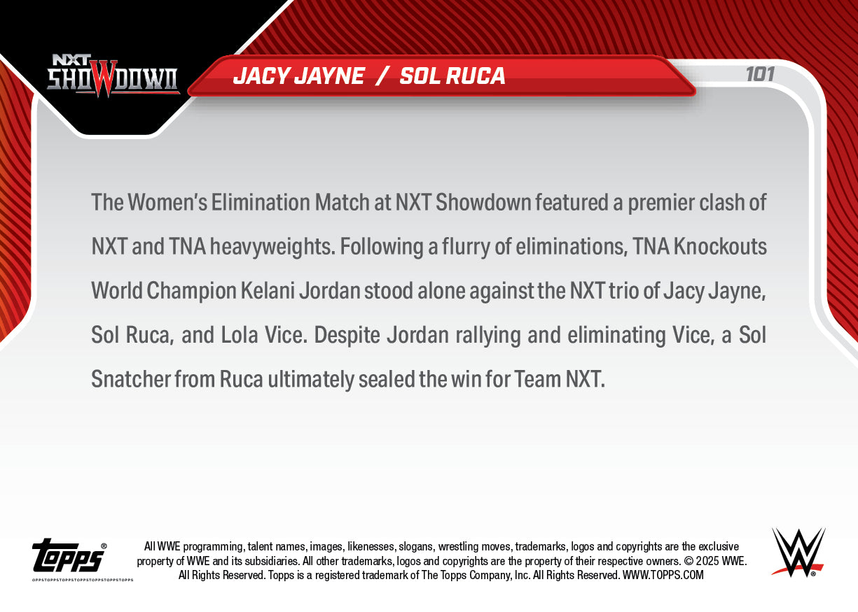 Jacy Jayne / Sol Ruca - 2025 WWE Topps NOW® - Card 101 - PR: 703