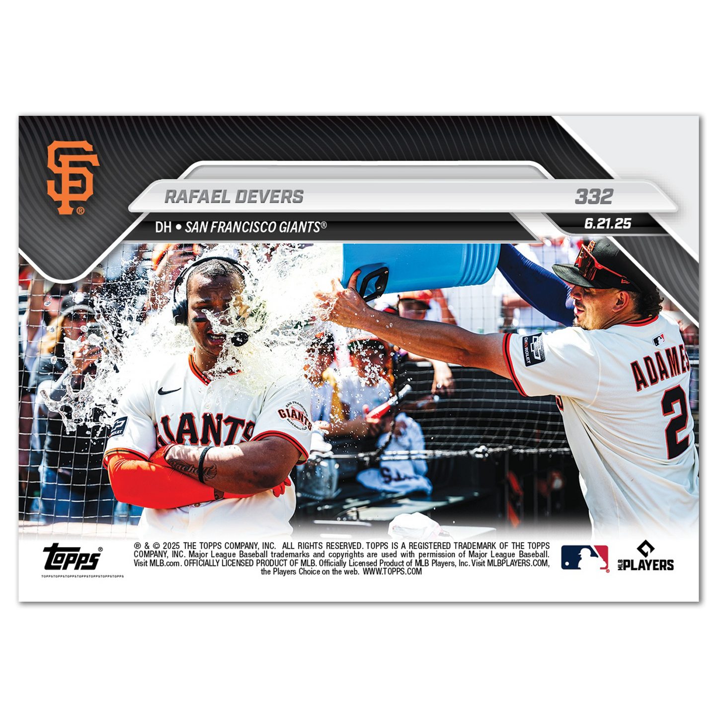 Rafael Devers - 2025 MLB Topps NOW® - Card 332 - PR: 1020