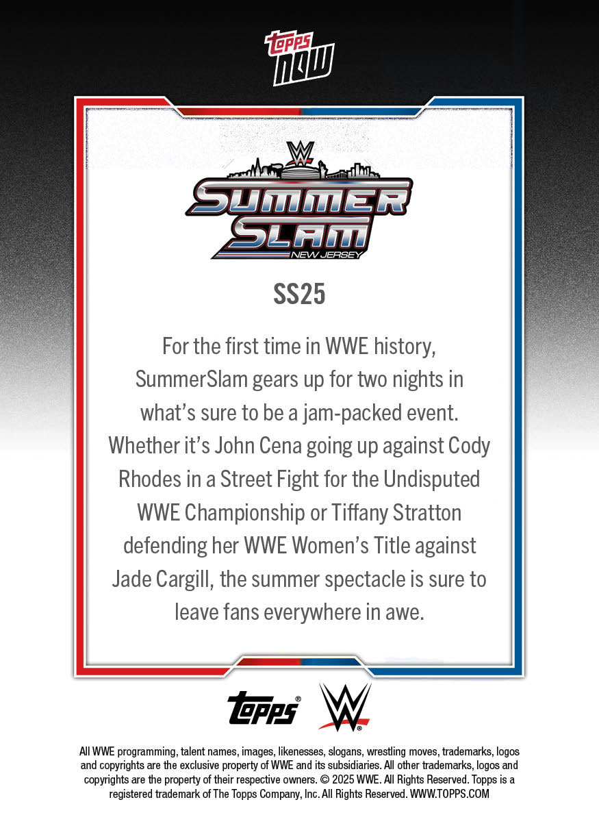 SummerSlam - 2025 WWE Topps NOW® - Card SS25 - PR: 3111