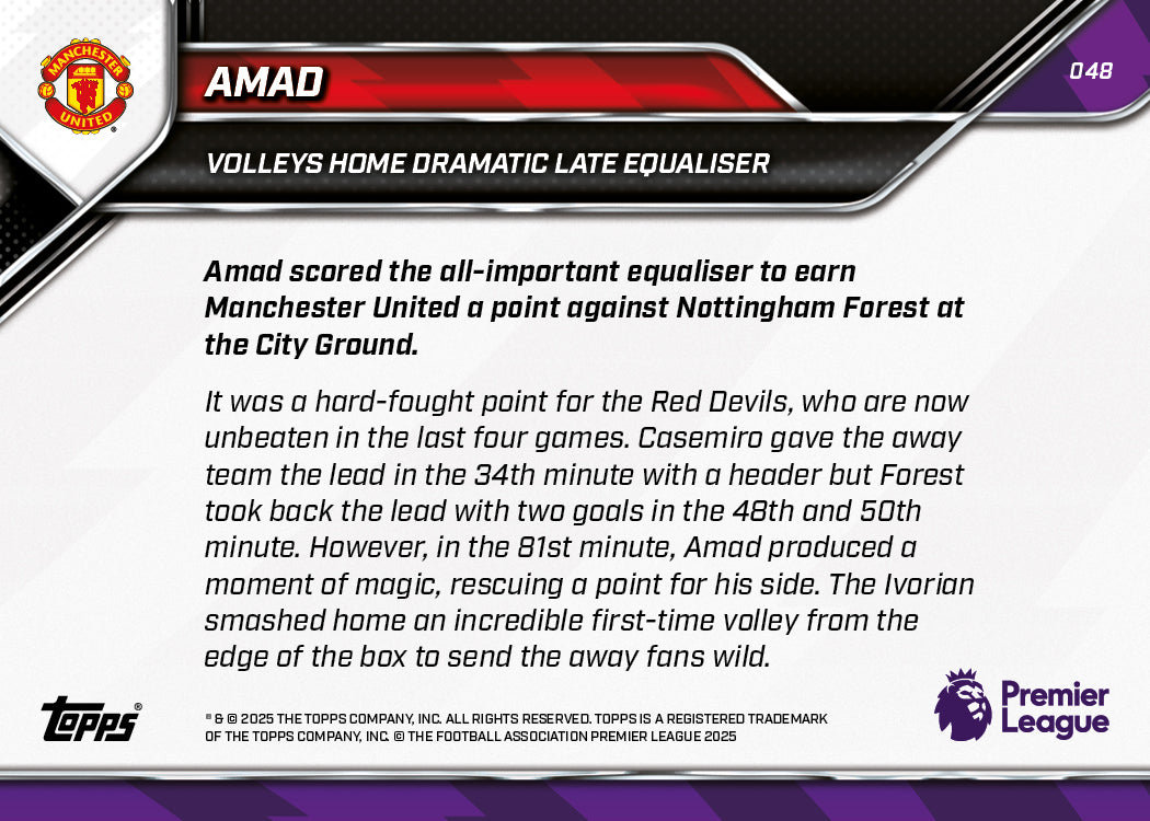 Amad - 2025-26 Premier League Topps NOW® - Card 48