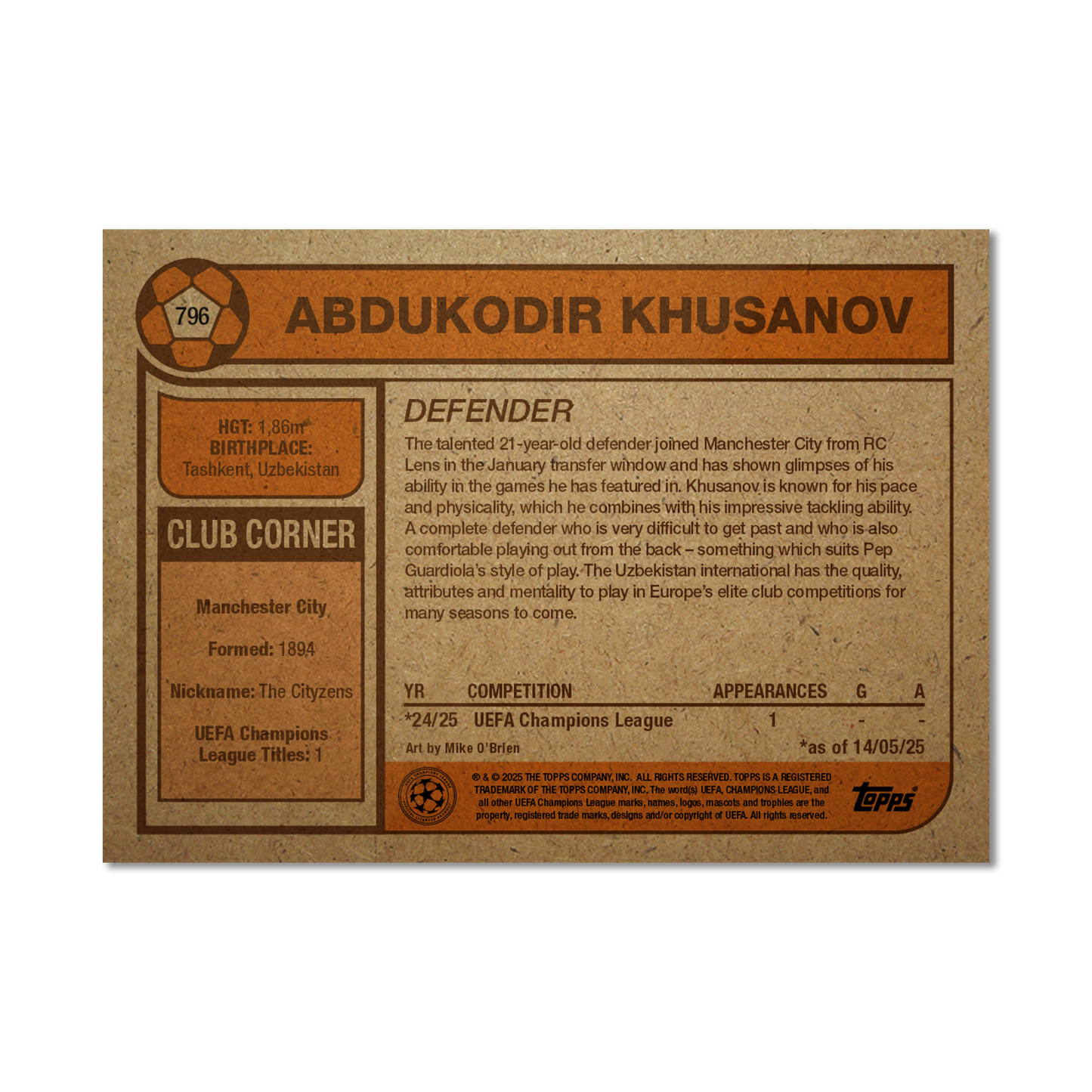 Abdukodir Khusanov - 2025 UCC Living Set® - Card 796 - PR: 397
