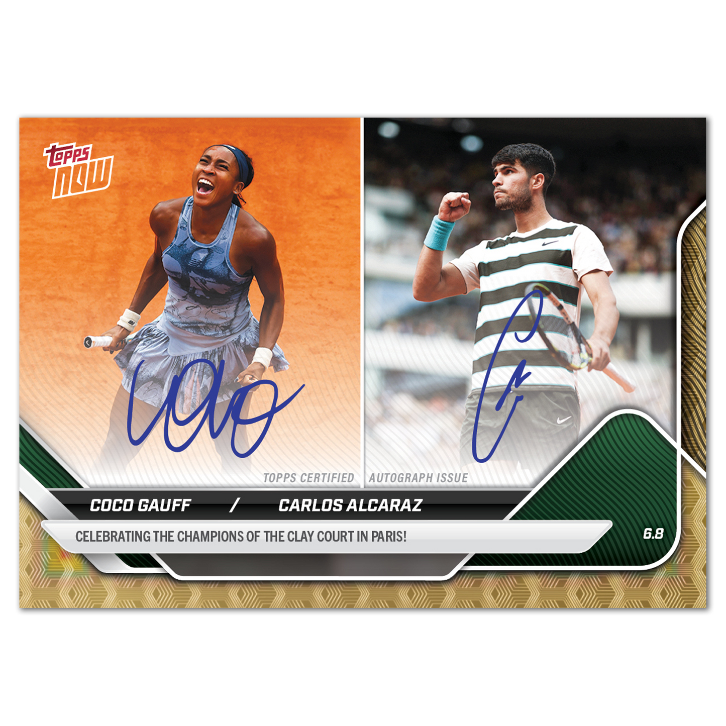 Coco Gauff/Carlos Alcaraz - 2025 Tennis Topps NOW® - Card TGA1 - LOOK FOR DUAL-AUTOS - PR: 4765