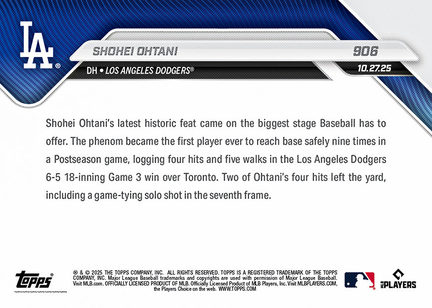 Shohei Ohtani - 2025 MLB Topps NOW® - Card 906 - PR: 56892