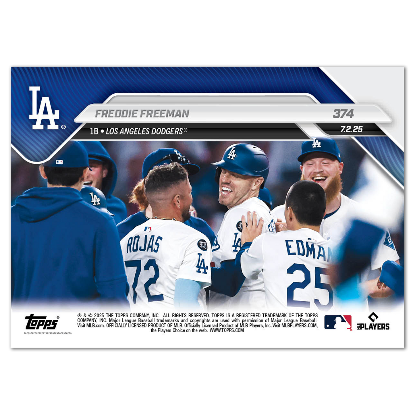 Freddie Freeman - 2025 MLB Topps NOW® - Card 374 - PR: 2231