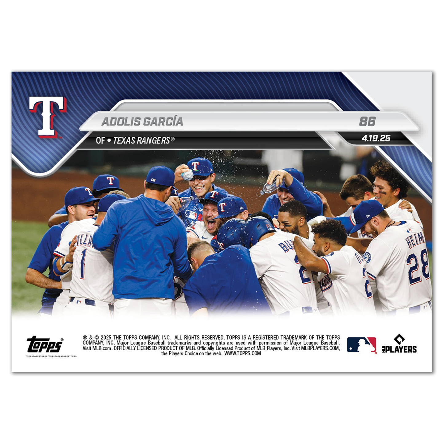 Adolis García - 2025 MLB Topps NOW® - Card 86 - PR: 518