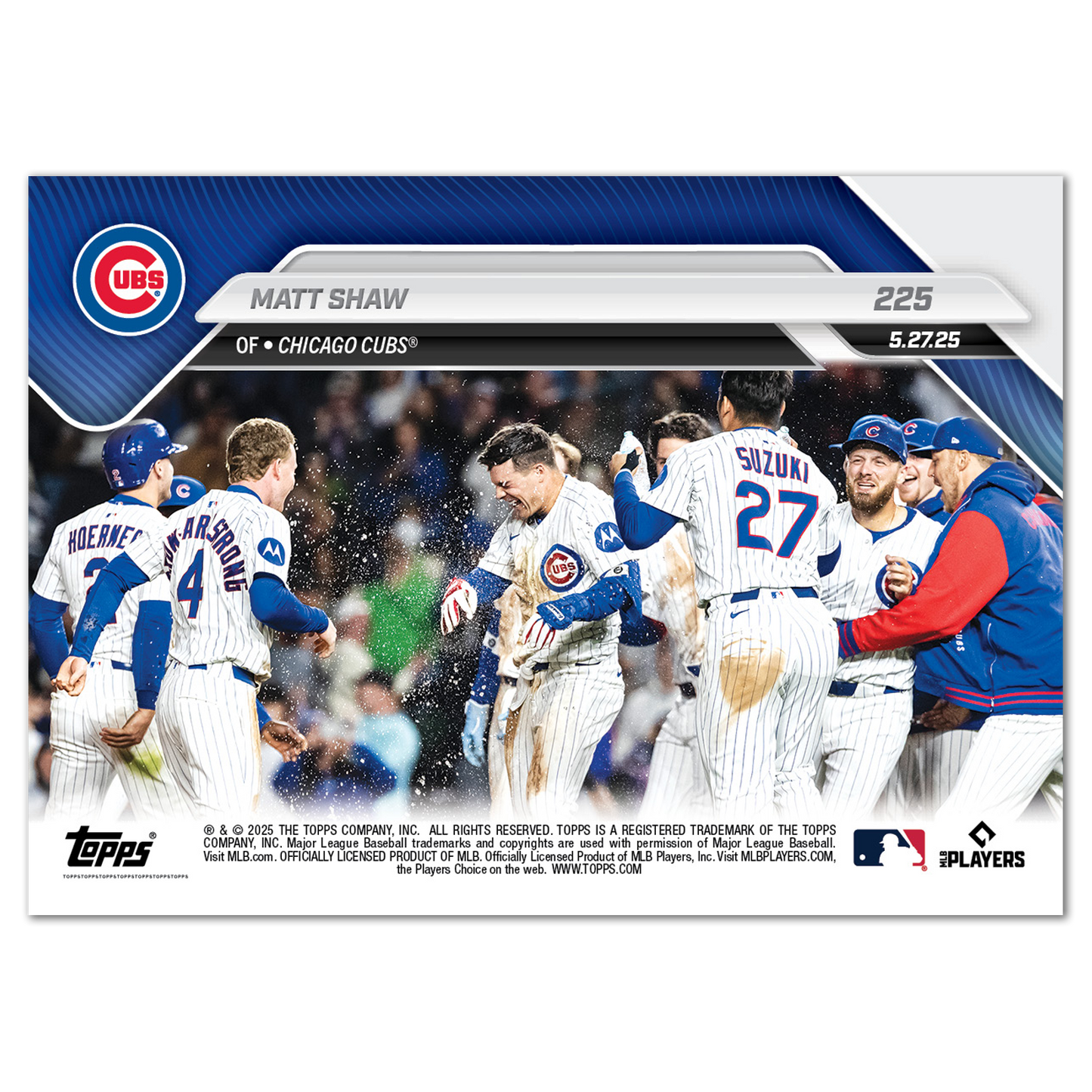 Matt Shaw - 2025 MLB Topps NOW® - Card 225 - LOOK FOR AUTOS - PR: 2267