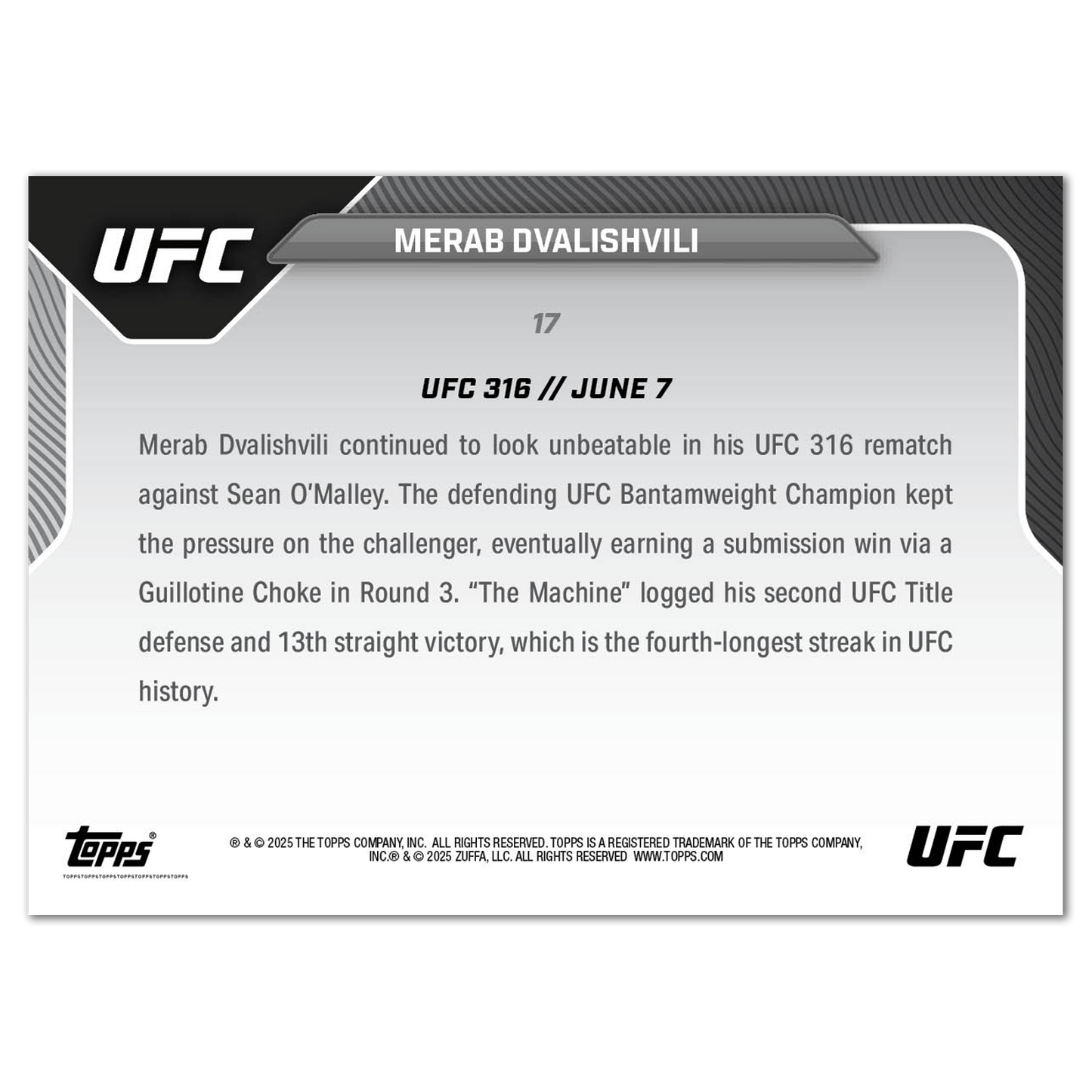 Merab Dvalishvili - 2025 UFC Topps NOW® - Card 17 - PR: 969