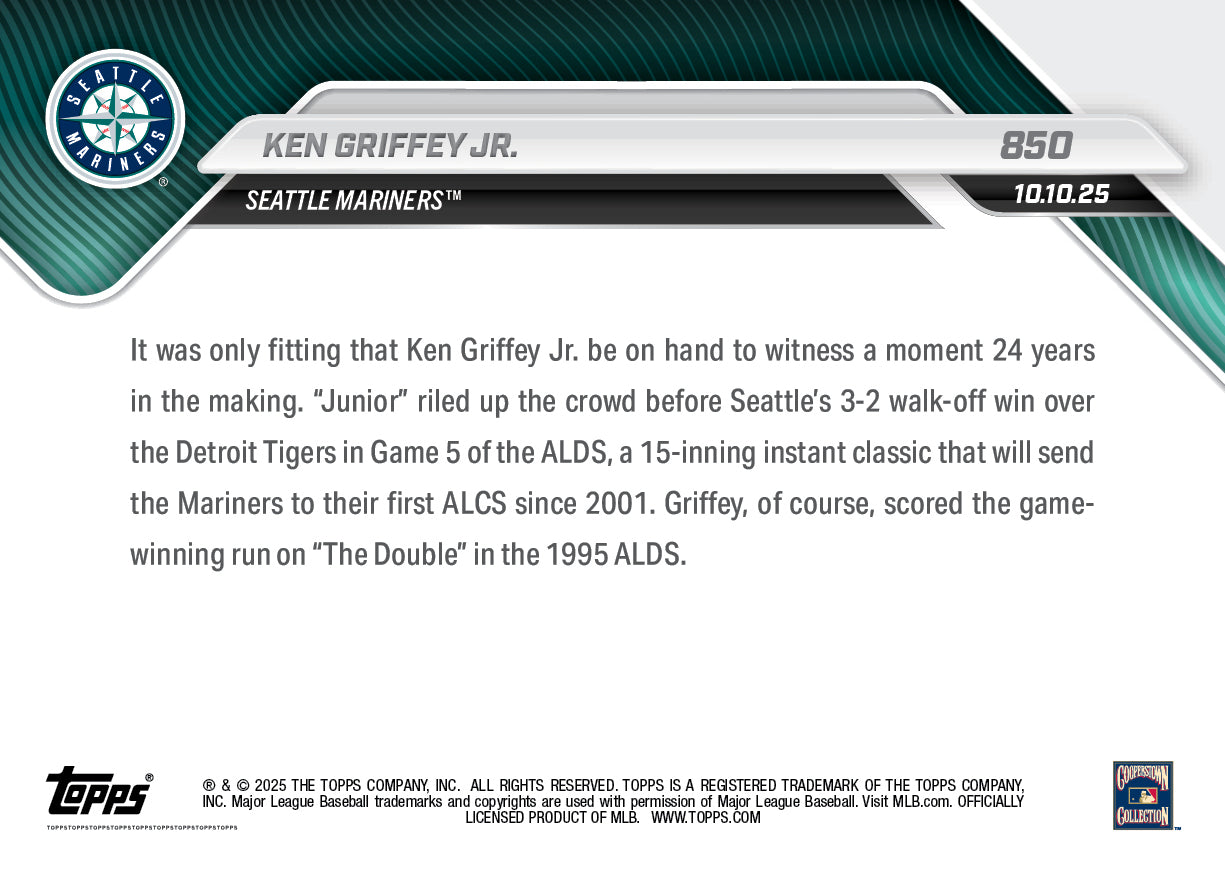 Ken Griffey Jr. - 2025 MLB Topps NOW® - Card 850 - PR: 4396