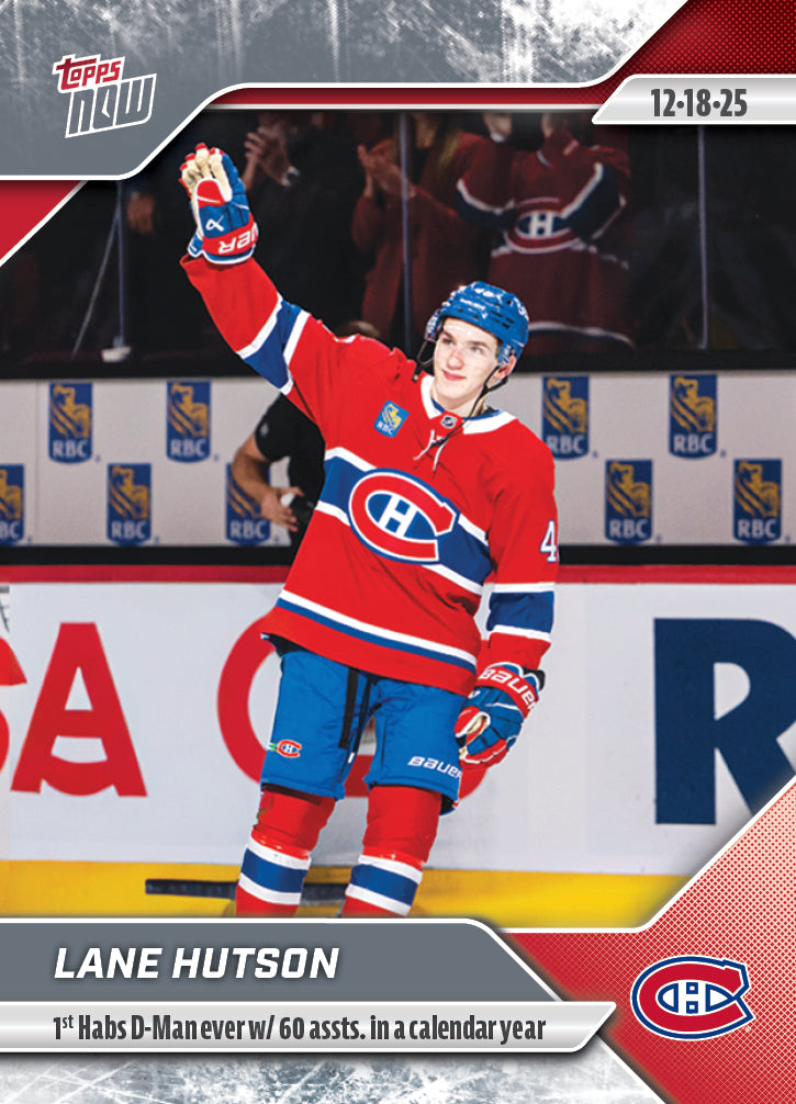 Lane Hutson - 2025-26 NHL Topps NOW® - Sticker # 66 Pack - PR: 165