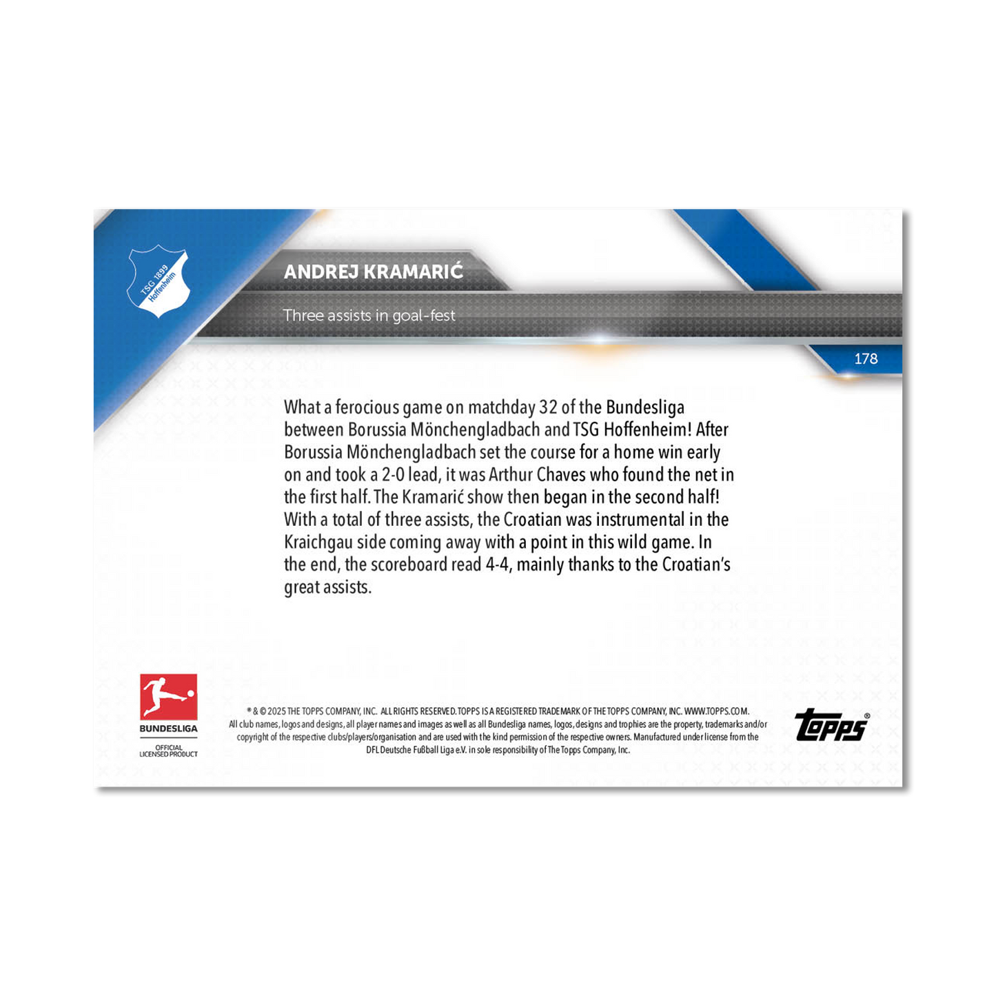Andrej Kramarić - 2024-25 Bundesliga Topps NOW® - Card 178 - PR: 29