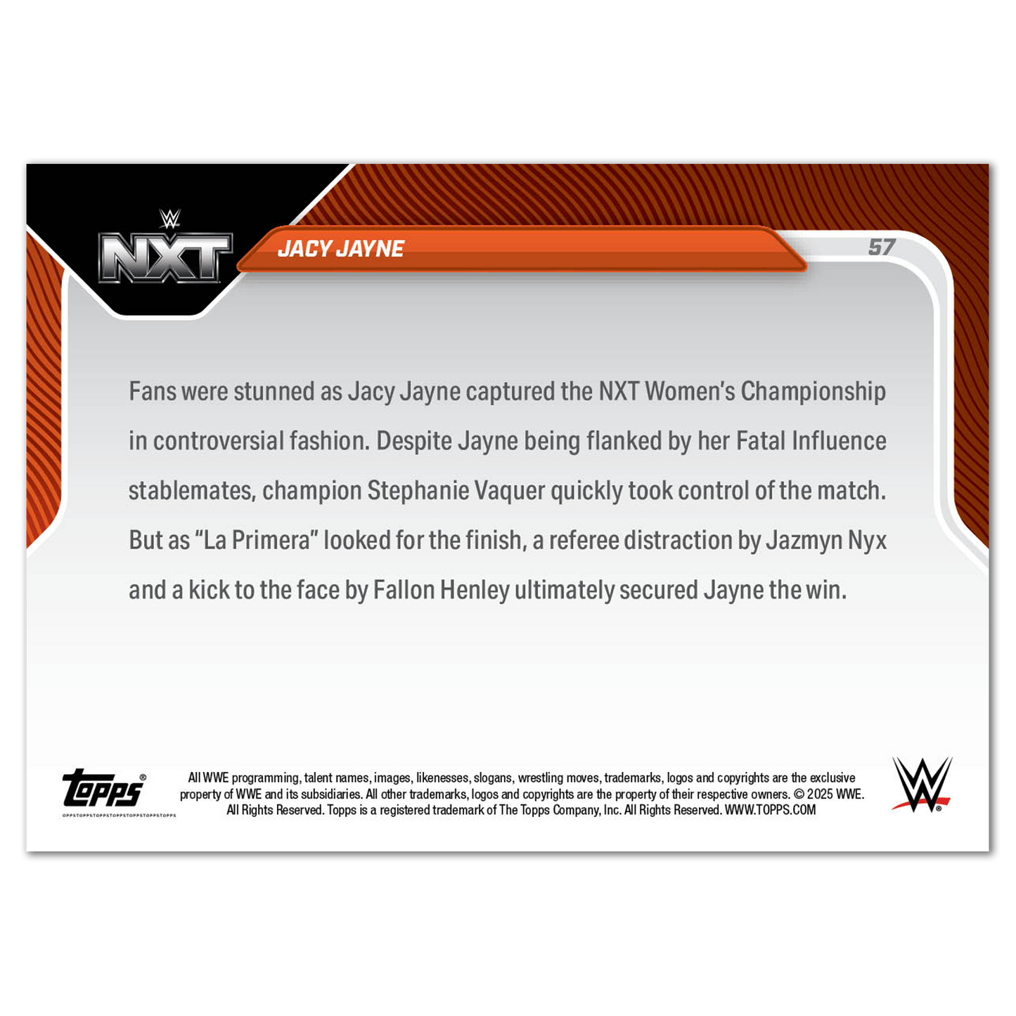 Jacy Jayne - 2025 WWE Topps NOW® - Card 57 - PR: 819