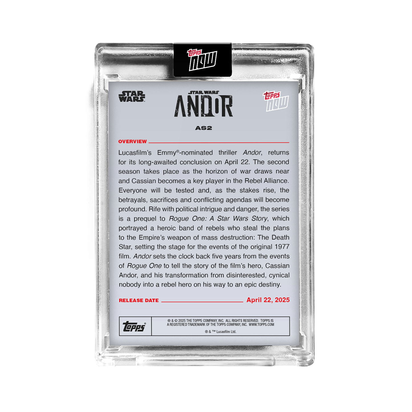 2025 Star Wars Topps NOW® Andor Season 2 - LOOK FOR AUTO - PR: 5507