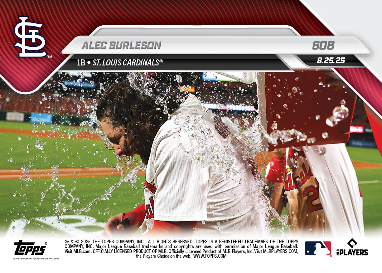 Alec Burleson - 2025 MLB Topps NOW® - Card 608 - PR: 394