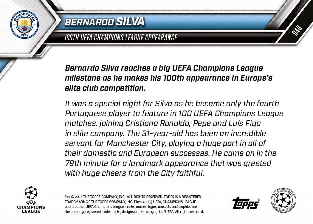 Bernardo Silva - 2025-26 UCL Topps NOW® - Card 49