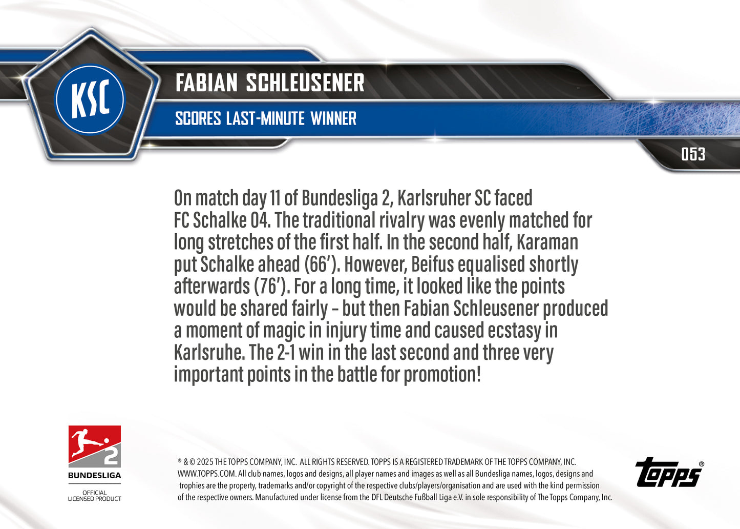 Fabian Schleusener - 2025-26 Bundesliga Topps NOW® - Card 53