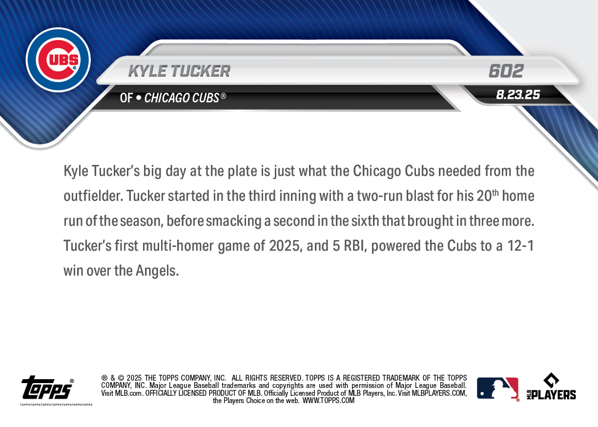 Kyle Tucker - 2025 MLB Topps NOW® - Card 602 - PR: 531