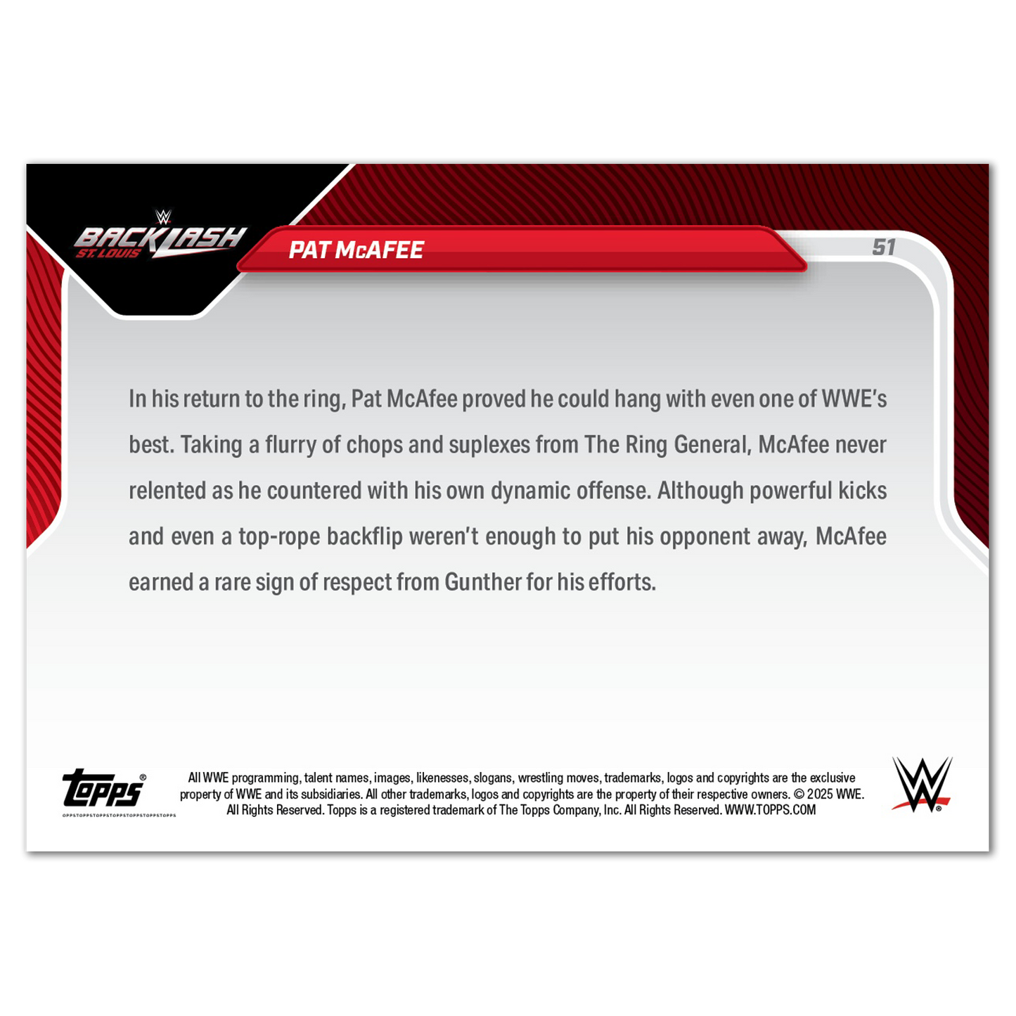 Pat McAfee - 2025 WWE Topps NOW® - Card 51 - PR: 5563
