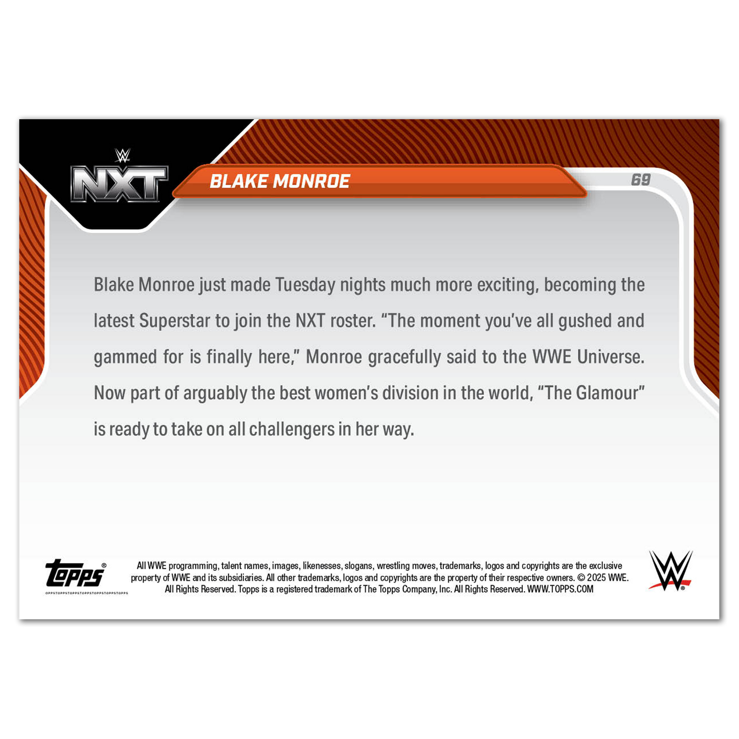 Blake Monroe - 2025 WWE Topps NOW® - Card 69 - PR: 3679