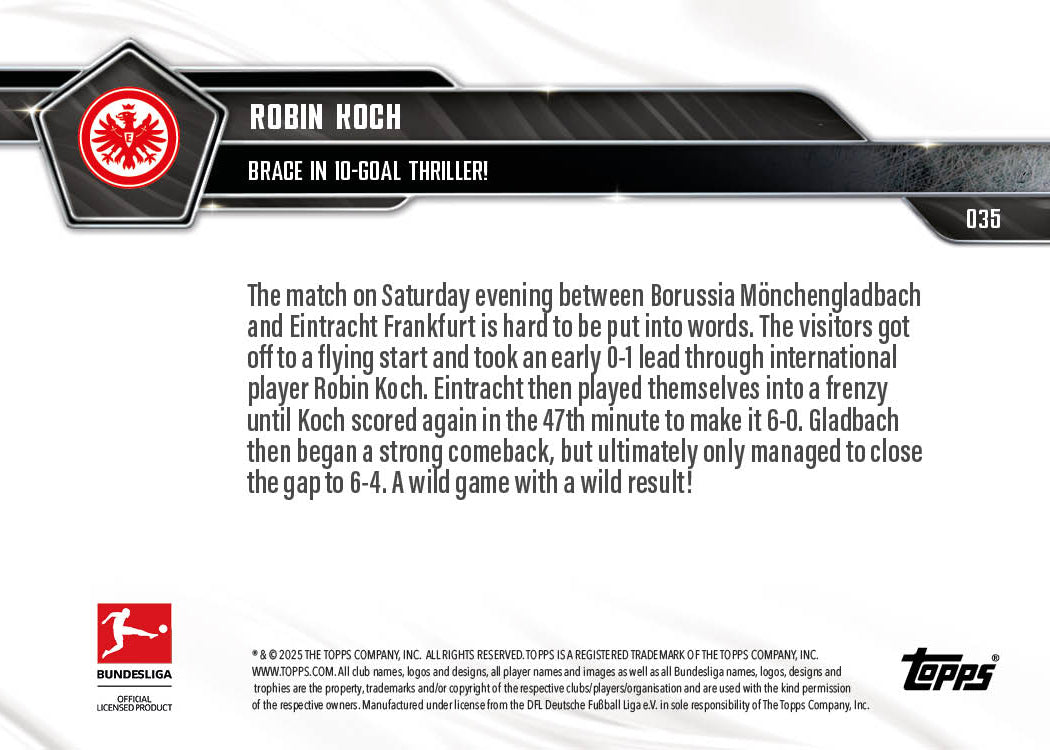Robin Koch - 2025-26 Bundesliga Topps NOW® - Card 35 - PR: 157