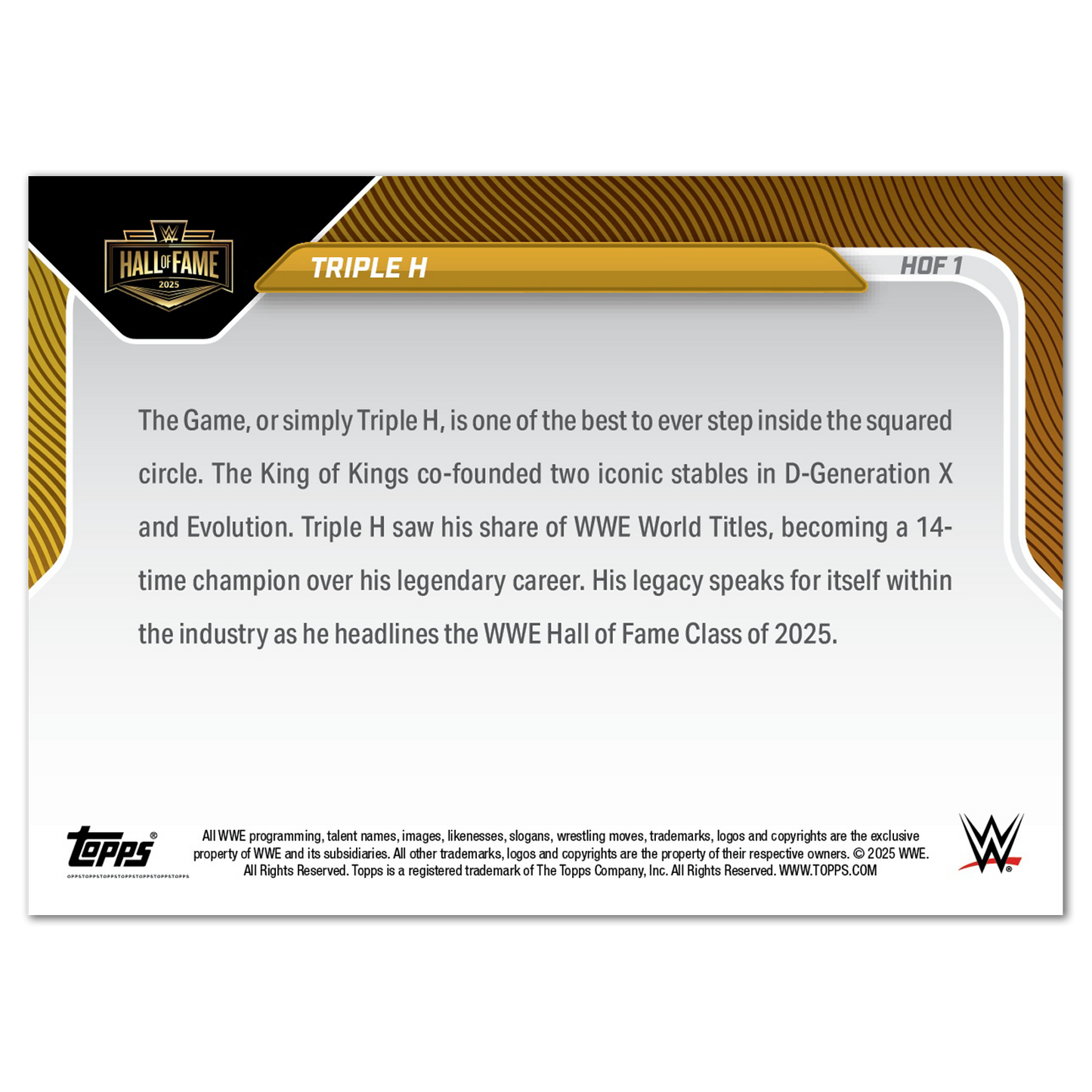 Triple H - 2025 WWE Topps NOW® - Card HOF1 - PR: 1338