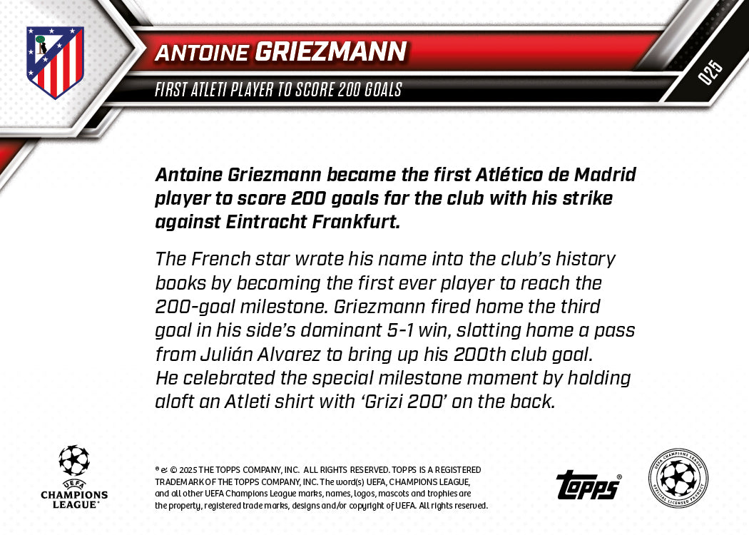 Antoine Griezmann - 2025-26 UCL Topps NOW® - Card 25 - PR: 1683
