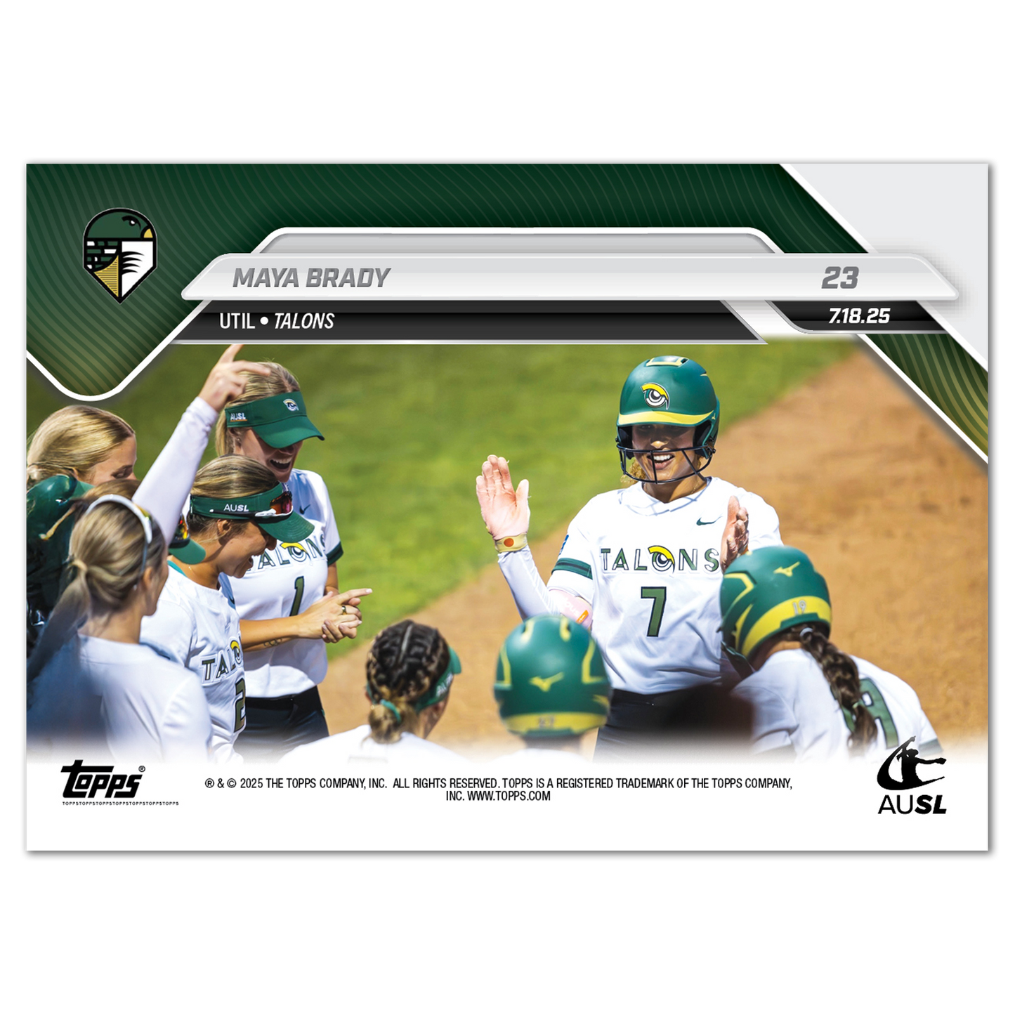 Maya Brady - 2025 AUSL Topps NOW® - Card 23 - PR: 817