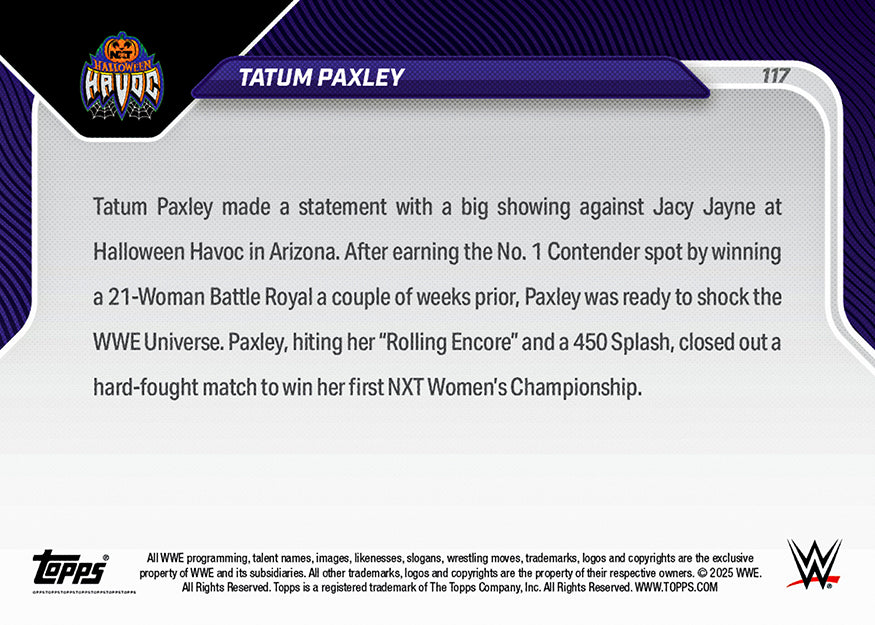 Tatum Paxley - 2025 WWE Topps NOW® - Card 117 - PR: 1150