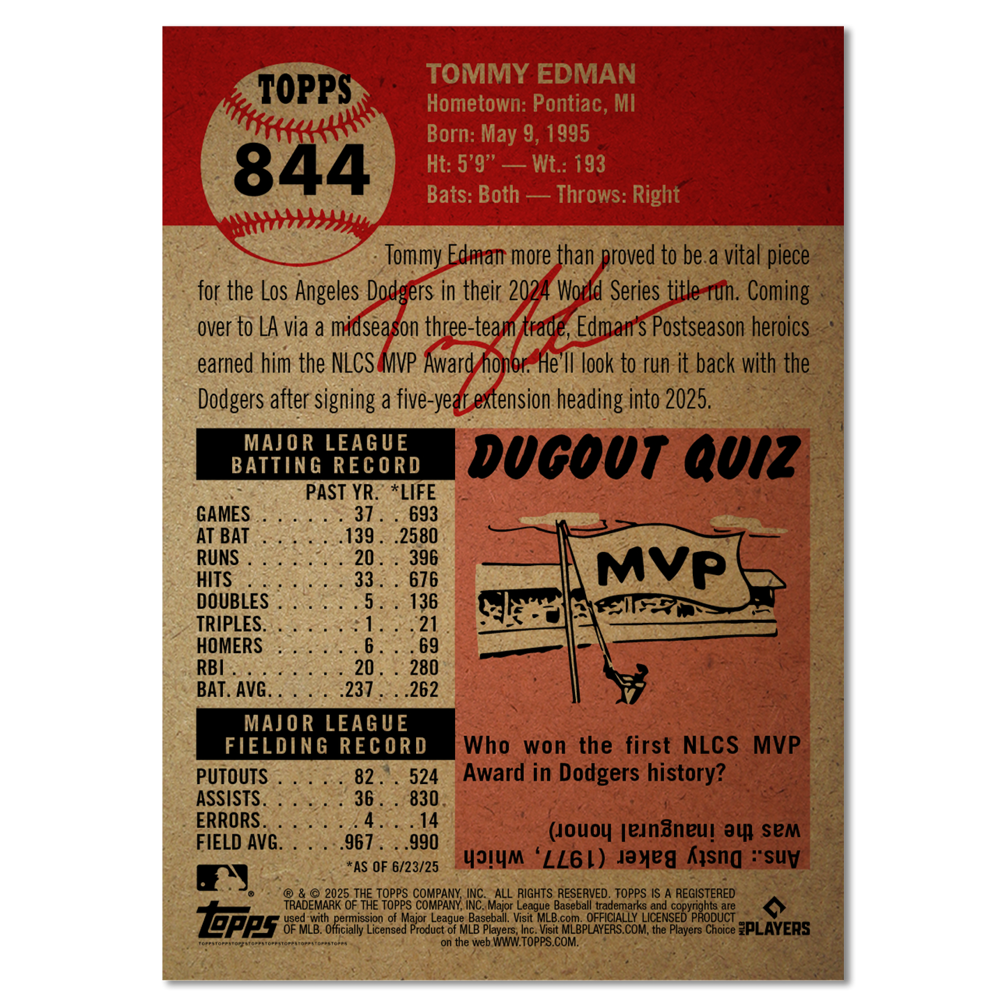 Tommy Edman - 2025 MLB® Living Set® - Card 844 - PR: 1284