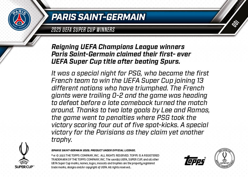 Paris Saint-Germain - 2025-26 UCL Topps NOW® Card 1 - PR: 773