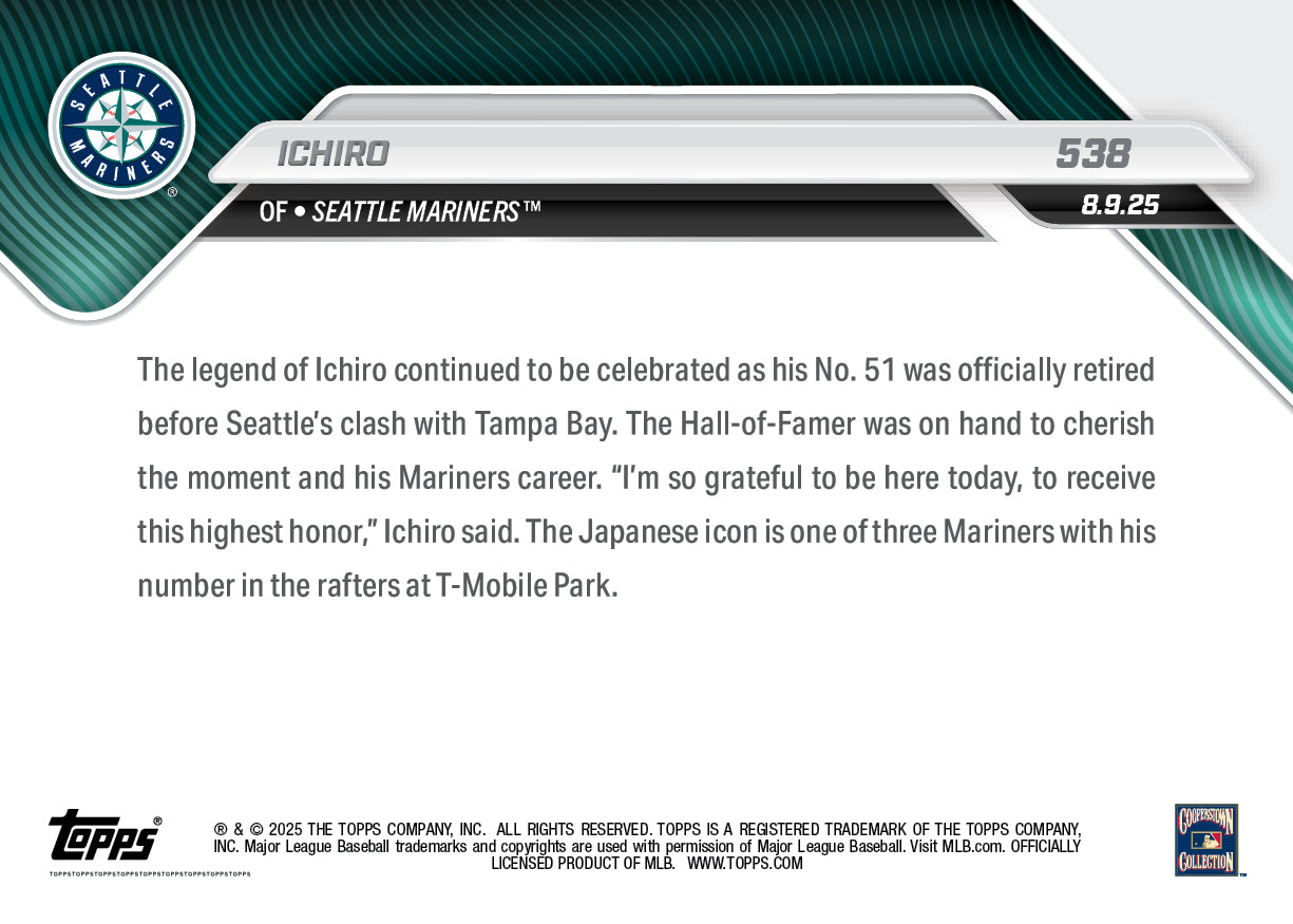 Ichiro - 2025 MLB Topps NOW® - Card 538 - PR: 5711