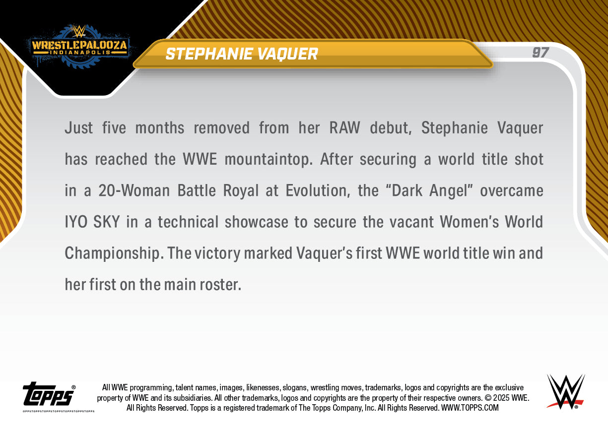 Stephanie Vaquer - 2025 WWE Topps NOW® - Card 97 - LOOK FOR AUTOS - PR: 6615