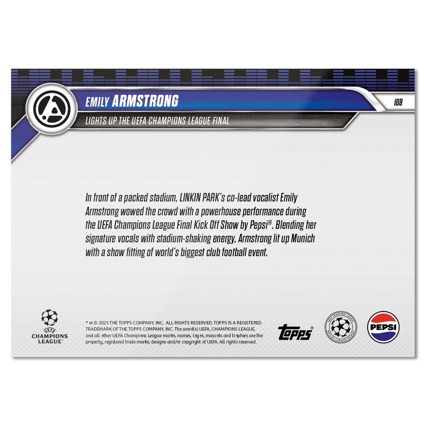 Emily Armstrong - 2024-25 UCL Topps NOW® - Card 168 - LOOK FOR AUTOS - PR: 4032