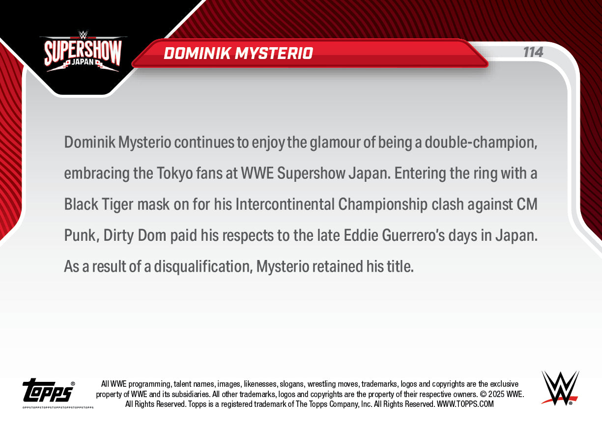 Dominik Mysterio - 2025 WWE Topps NOW® - Card 114 - PR: 1134