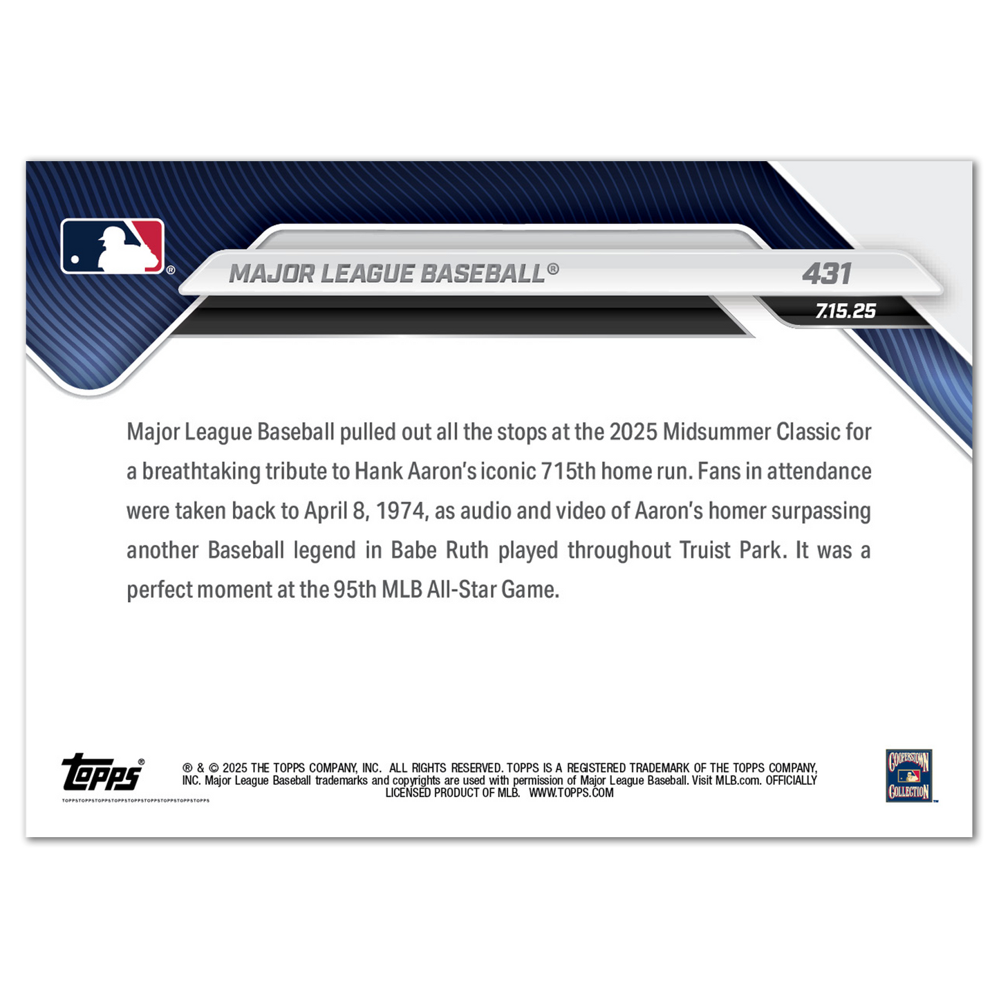 Major League Baseball - 2025 MLB Topps NOW® - Card 431 - PR: 2273