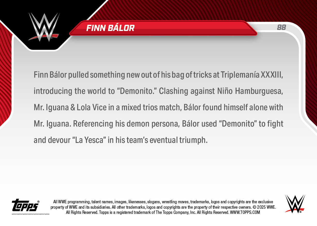 Finn Bálor - 2025 WWE Topps NOW® - Card 88 - PR: 928