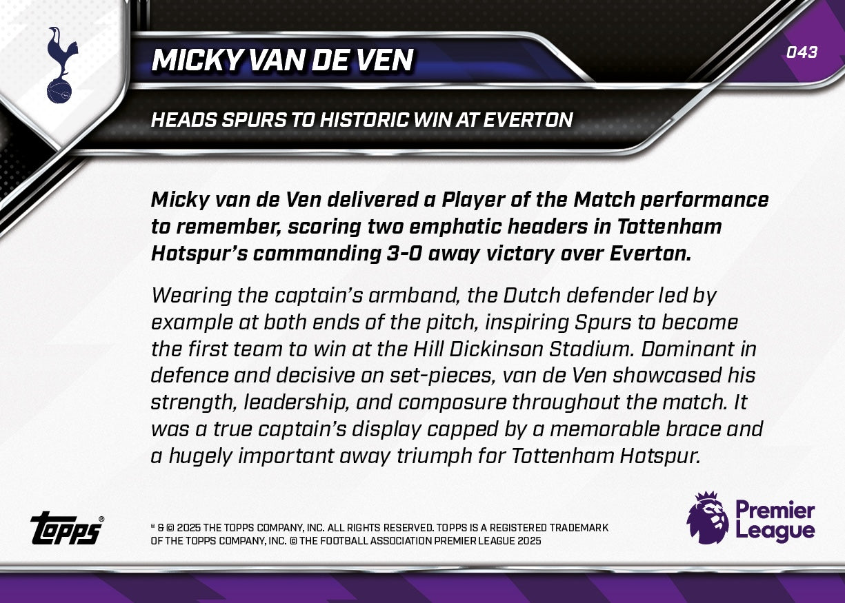 Micky van de Ven - 2025-26 Premier League Topps NOW® - Card 43