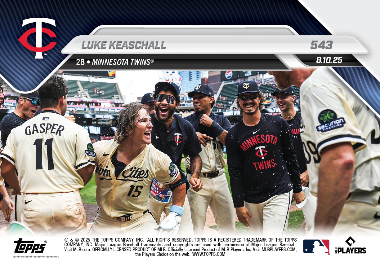 Luke Keaschall - 2025 MLB Topps NOW® - Card 543 - PR: 1378